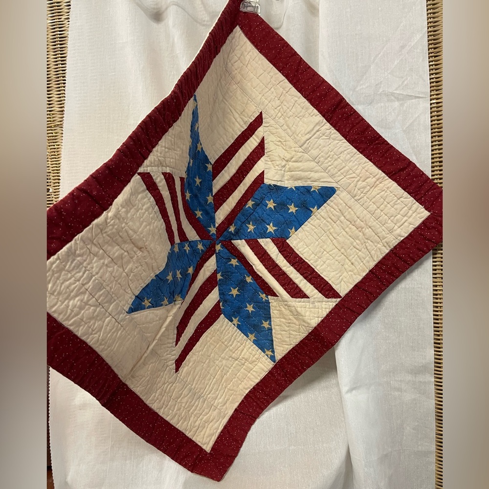 Vintage Accent Patriot Cotton Quilted Pillow Sham 20x26 Wall Hanging